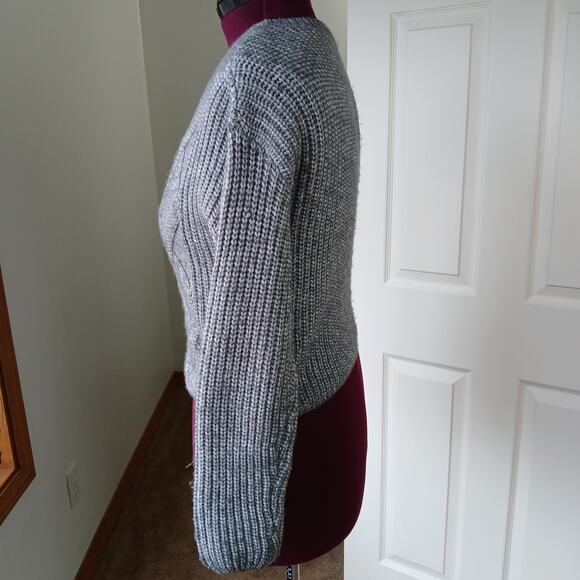 Windsor Cable Knit Vibes Crop Sweater XS soft heather grey long sleeves - Picture 2 of 14